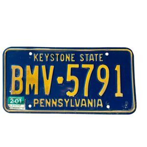 Vintage Pennsylvania License Plate BMV 5791